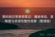 黑料网日常使用笔记：播放体验、清晰度与资源完整性观察（整理版）