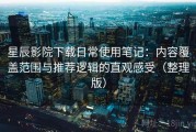 星辰影院下载日常使用笔记：内容覆盖范围与推荐逻辑的直观感受（整理版）