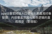 age动漫官网版入口使用后的直观印象整理：内容覆盖范围与推荐逻辑的直观感受（整理版）