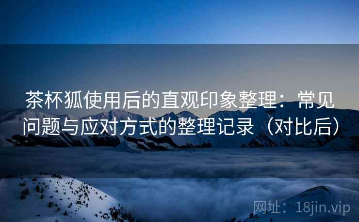 茶杯狐使用后的直观印象整理:常见问题与应对方式的整理记录(对比后) 茶杯狐使用后的直观印象整理:常见问题与应对方式的整理记录(对比后)