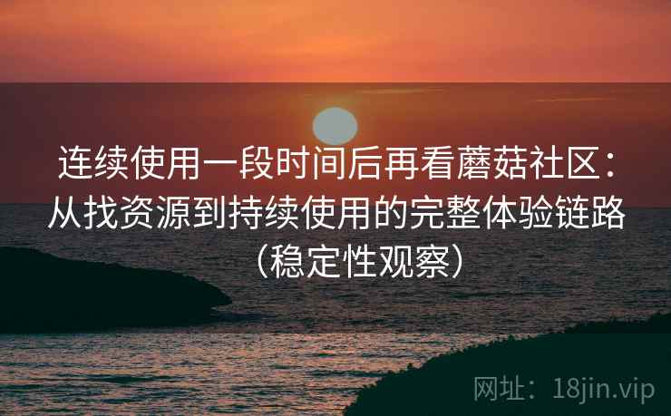 连续使用一段时间后再看蘑菇社区：从找资源到持续使用的完整体验链路（稳定性观察）
