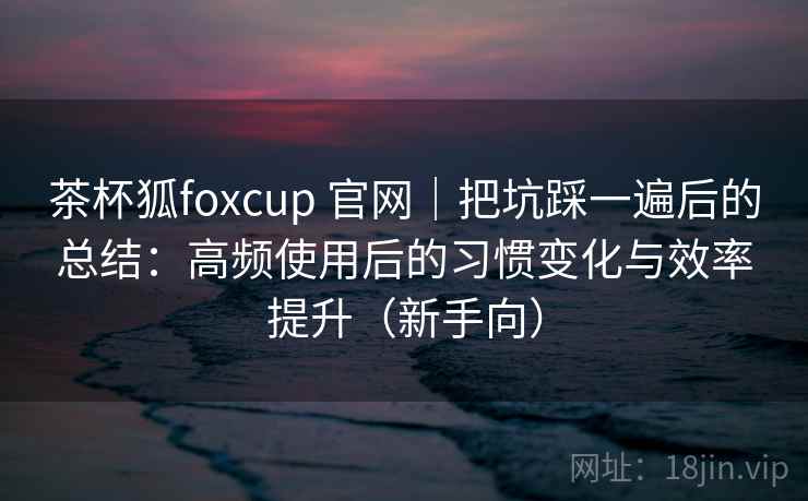 茶杯狐foxcup 官网｜把坑踩一遍后的总结：高频使用后的习惯变化与效率提升（新手向）